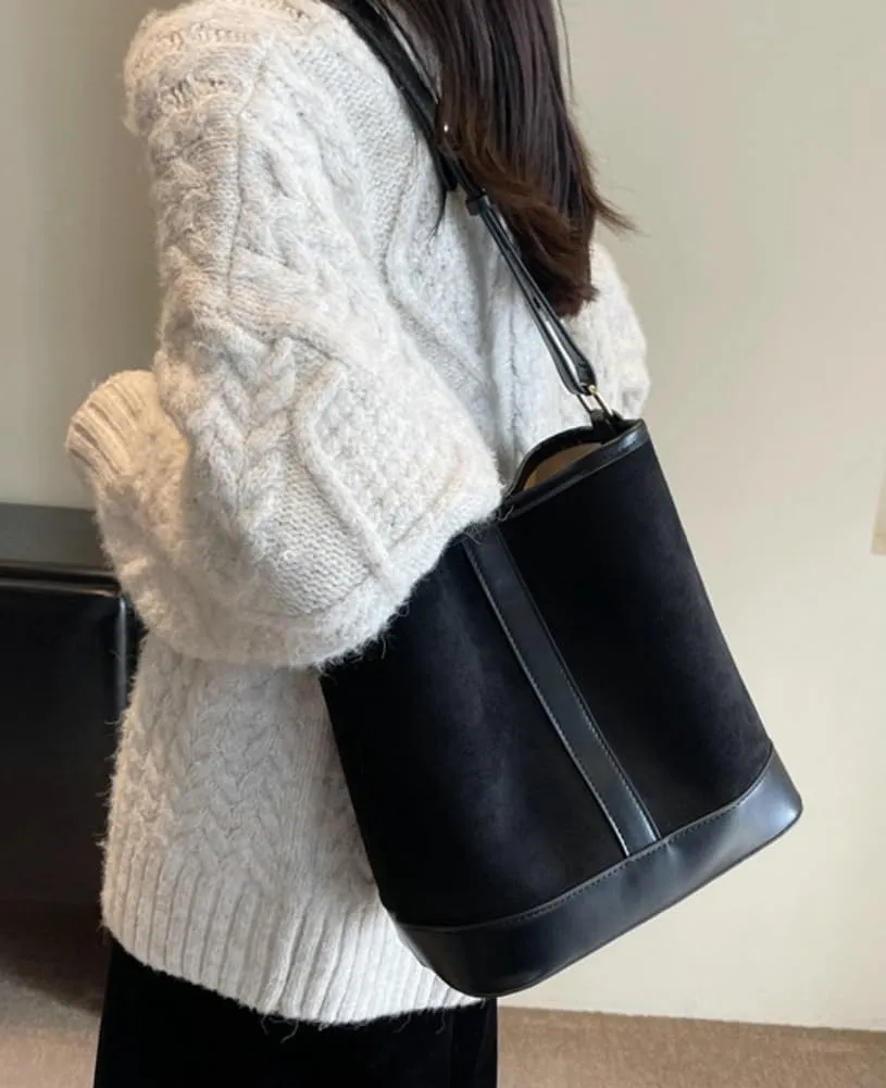 Women's Retro Shoulder Bag Totes Handbag Suede Large Bucket Underarm Purse Casual Satchel Travel Winter Fall 2024