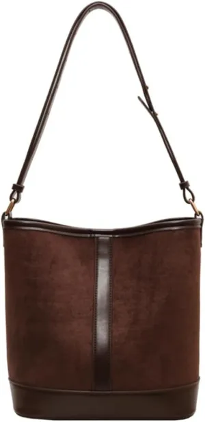 Women's Retro Shoulder Bag Totes Handbag Suede Large Bucket Underarm Purse Casual Satchel Travel Winter Fall 2024