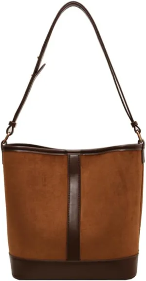 Women's Retro Shoulder Bag Totes Handbag Suede Large Bucket Underarm Purse Casual Satchel Travel Winter Fall 2024