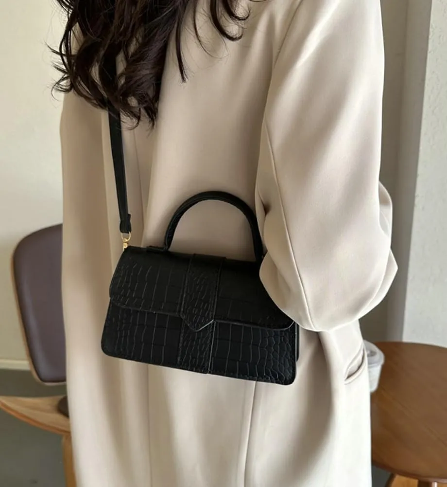 Womens Retro Shoulder Crossbody Bag PU Leather Purse Small Totes Handbag Casual Satchel with Crocodile Pattern