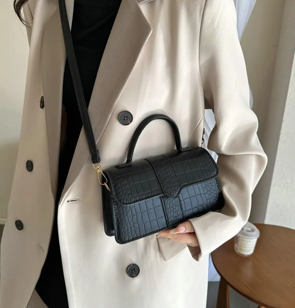 Womens Retro Shoulder Crossbody Bag PU Leather Purse Small Totes Handbag Casual Satchel with Crocodile Pattern
