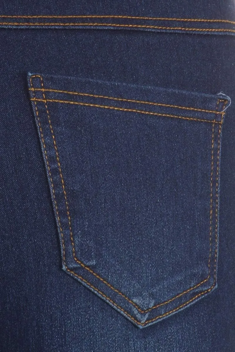 Women's Ripped Destroyed Skinny Jeans & Jeggings Pull-On Elastic Waist Stretch Denim Pants Regular-Plus Size