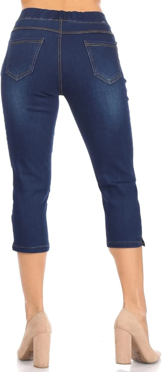 Women's Ripped Destroyed Skinny Jeans & Jeggings Pull-On Elastic Waist Stretch Denim Pants Regular-Plus Size