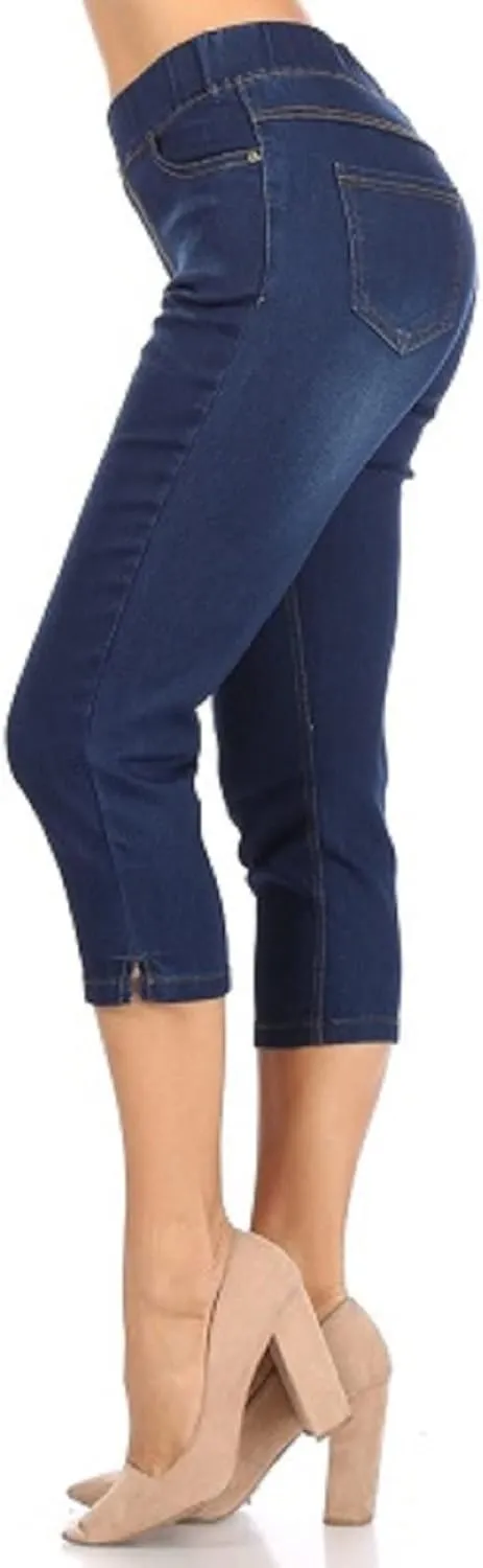 Women's Ripped Destroyed Skinny Jeans & Jeggings Pull-On Elastic Waist Stretch Denim Pants Regular-Plus Size