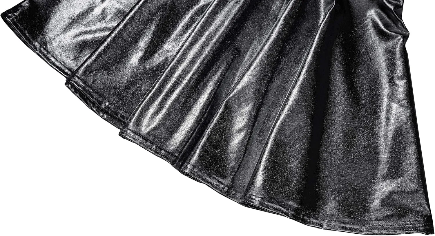 Women's Shiny Metallic Wet Look Stretchy Flared Mini Skater Skirt