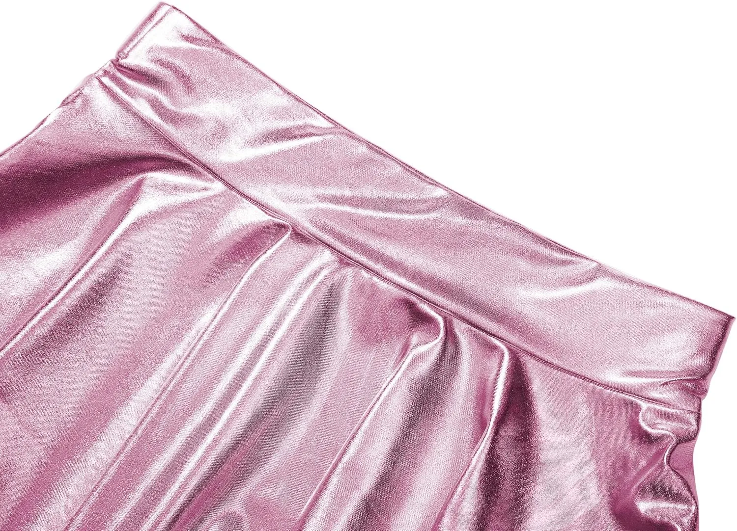 Women's Shiny Metallic Wet Look Stretchy Flared Mini Skater Skirt