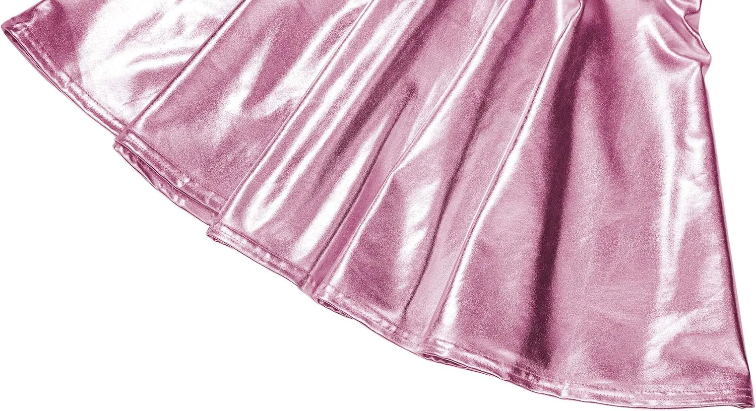 Women's Shiny Metallic Wet Look Stretchy Flared Mini Skater Skirt