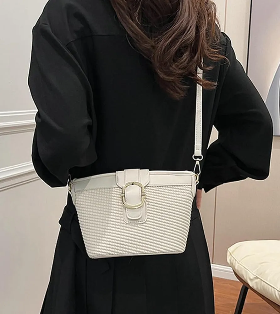 Womens Shoulder Crossbody Bag PU Leather Bucket Purse Small Totes Designer Handbag Cute Satchel Clutch 2024