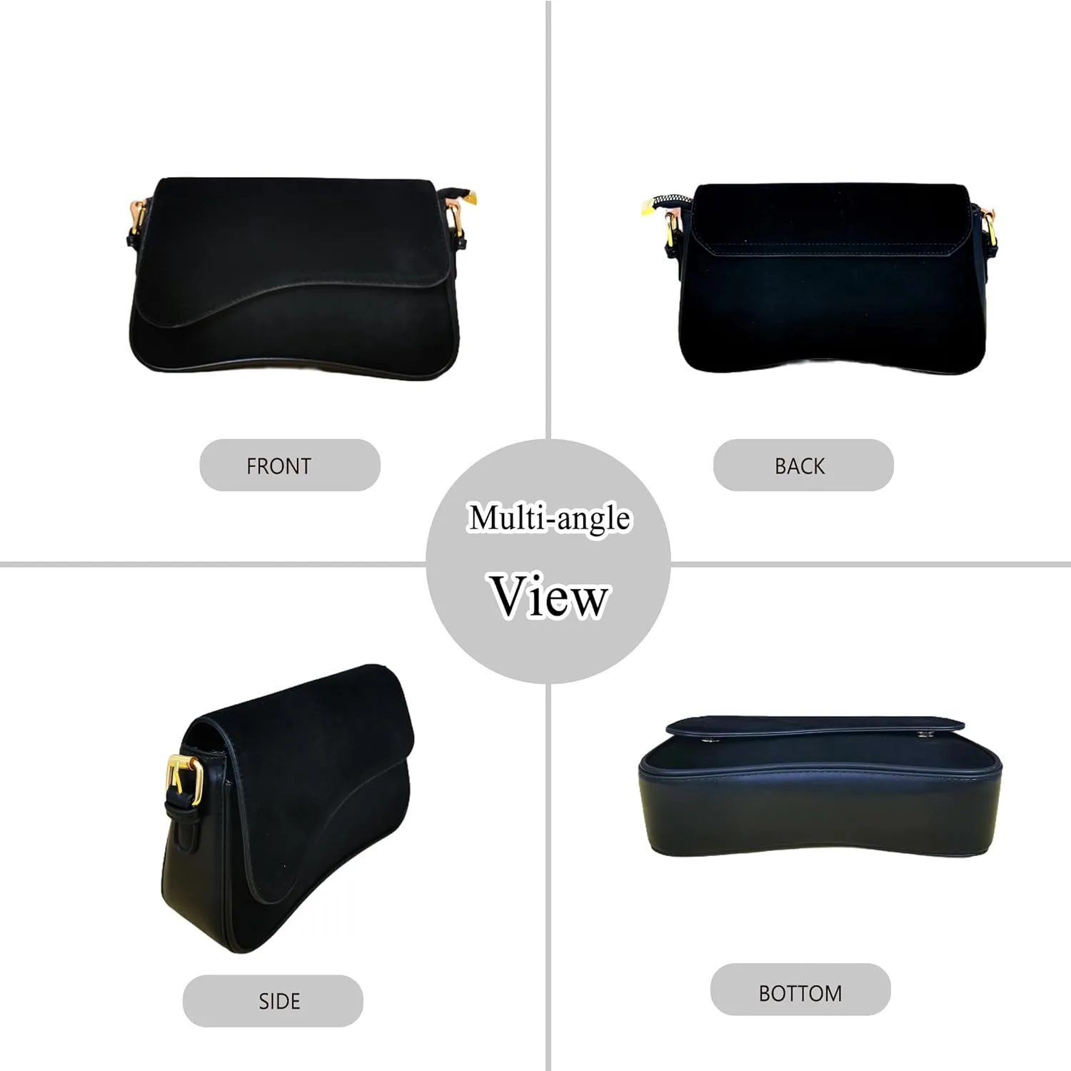 Womens Suede Flap Shoulder Bag Small Trendy Saddle Crossbody Purses