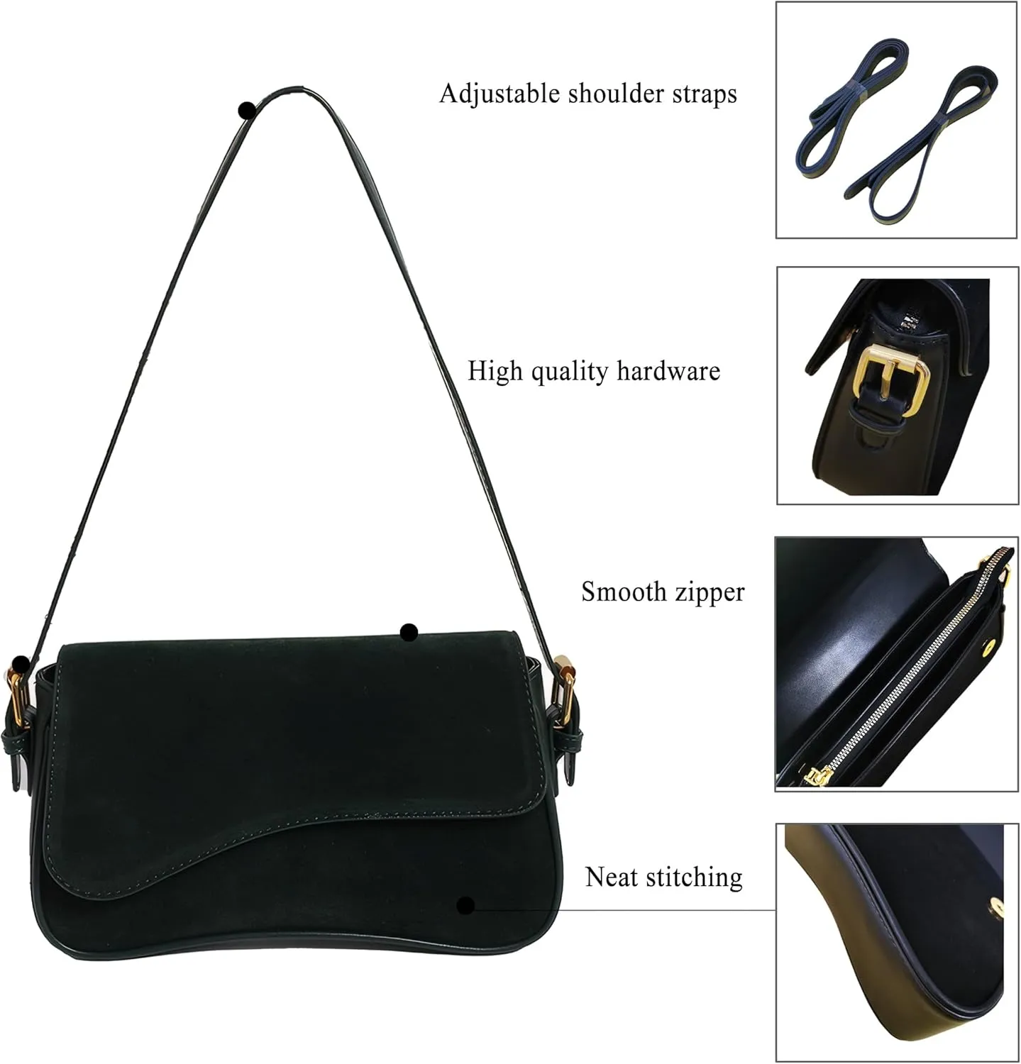 Womens Suede Flap Shoulder Bag Small Trendy Saddle Crossbody Purses