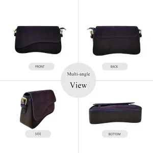 Womens Suede Flap Shoulder Bag Small Trendy Saddle Crossbody Purses