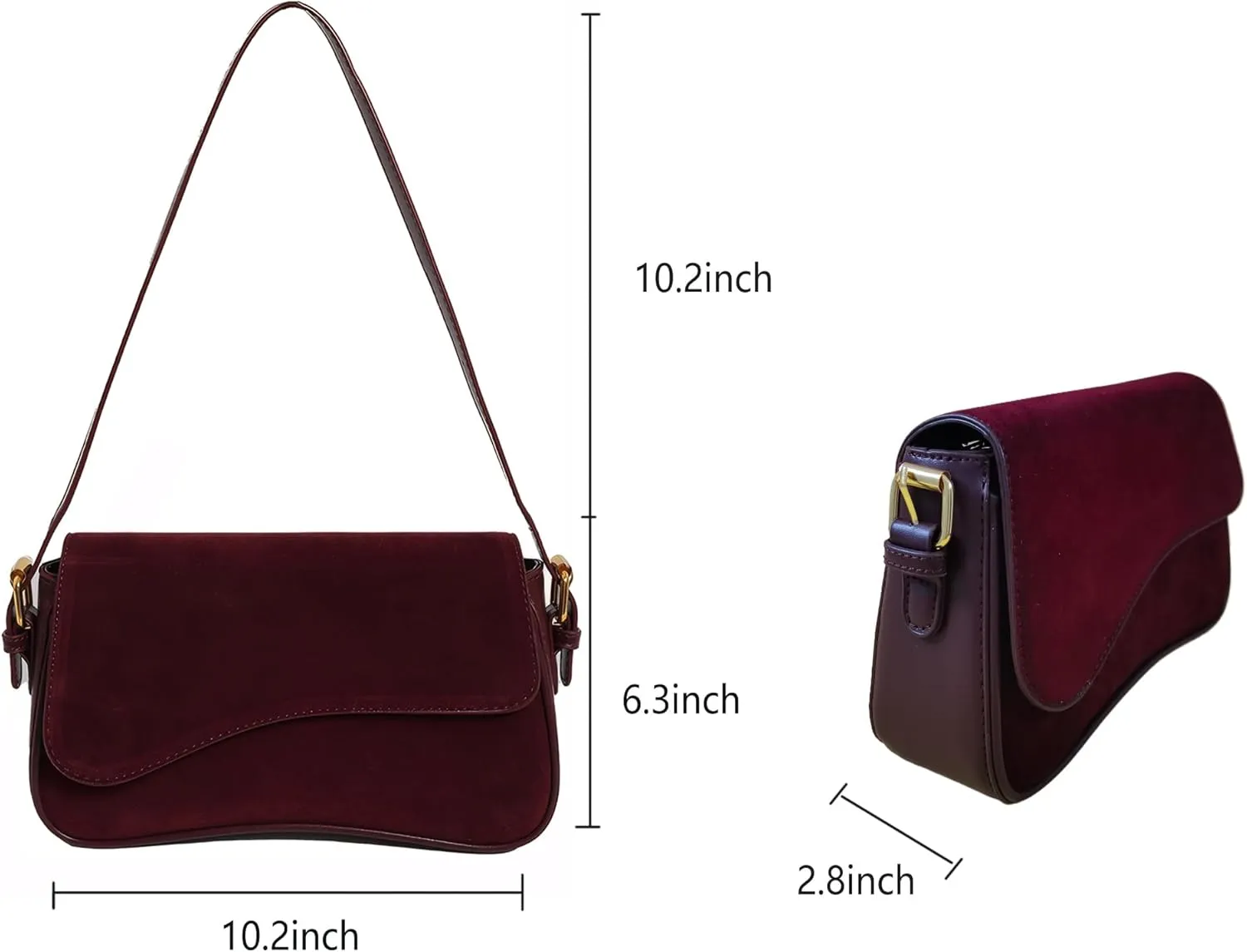 Womens Suede Flap Shoulder Bag Small Trendy Saddle Crossbody Purses