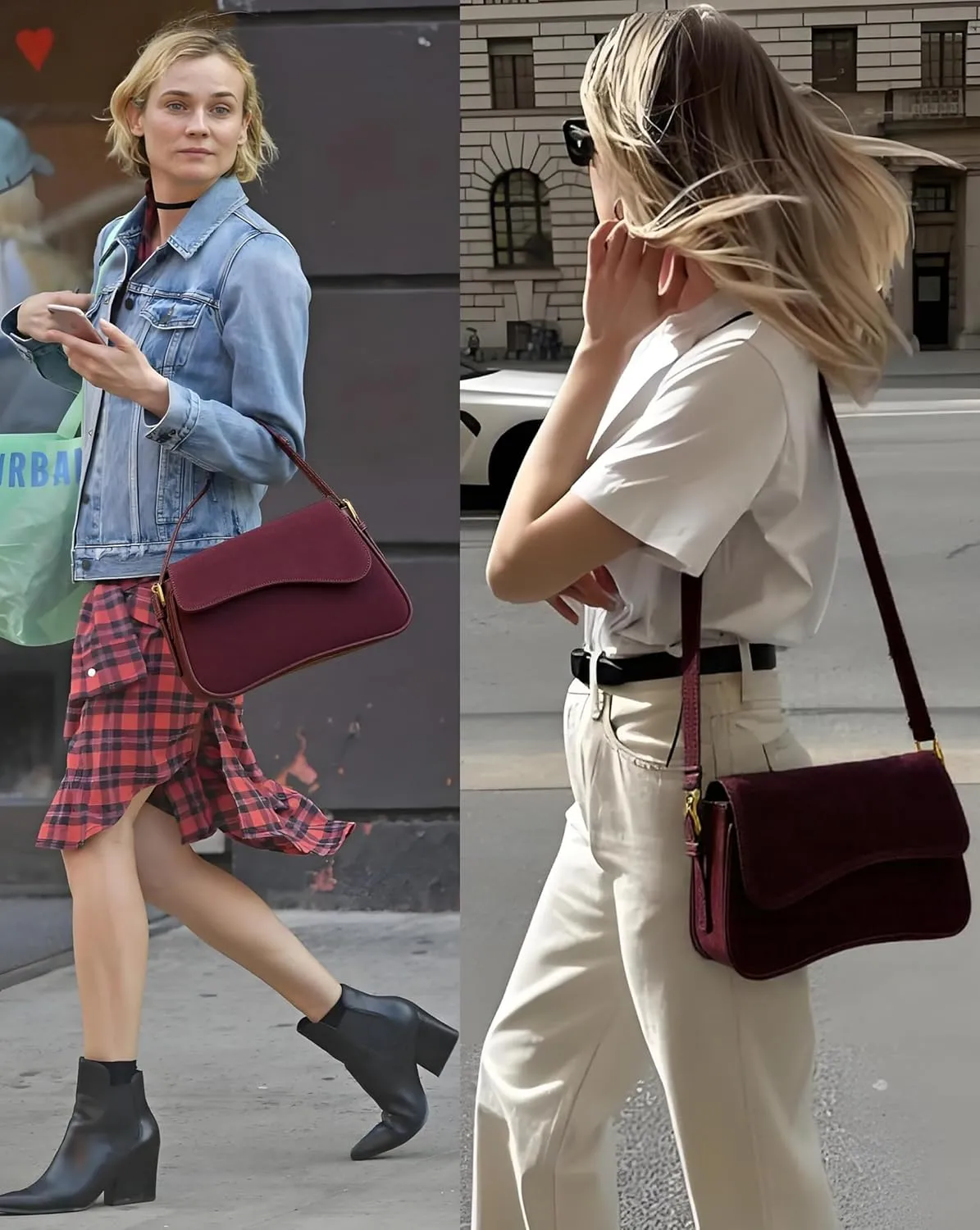Womens Suede Flap Shoulder Bag Small Trendy Saddle Crossbody Purses