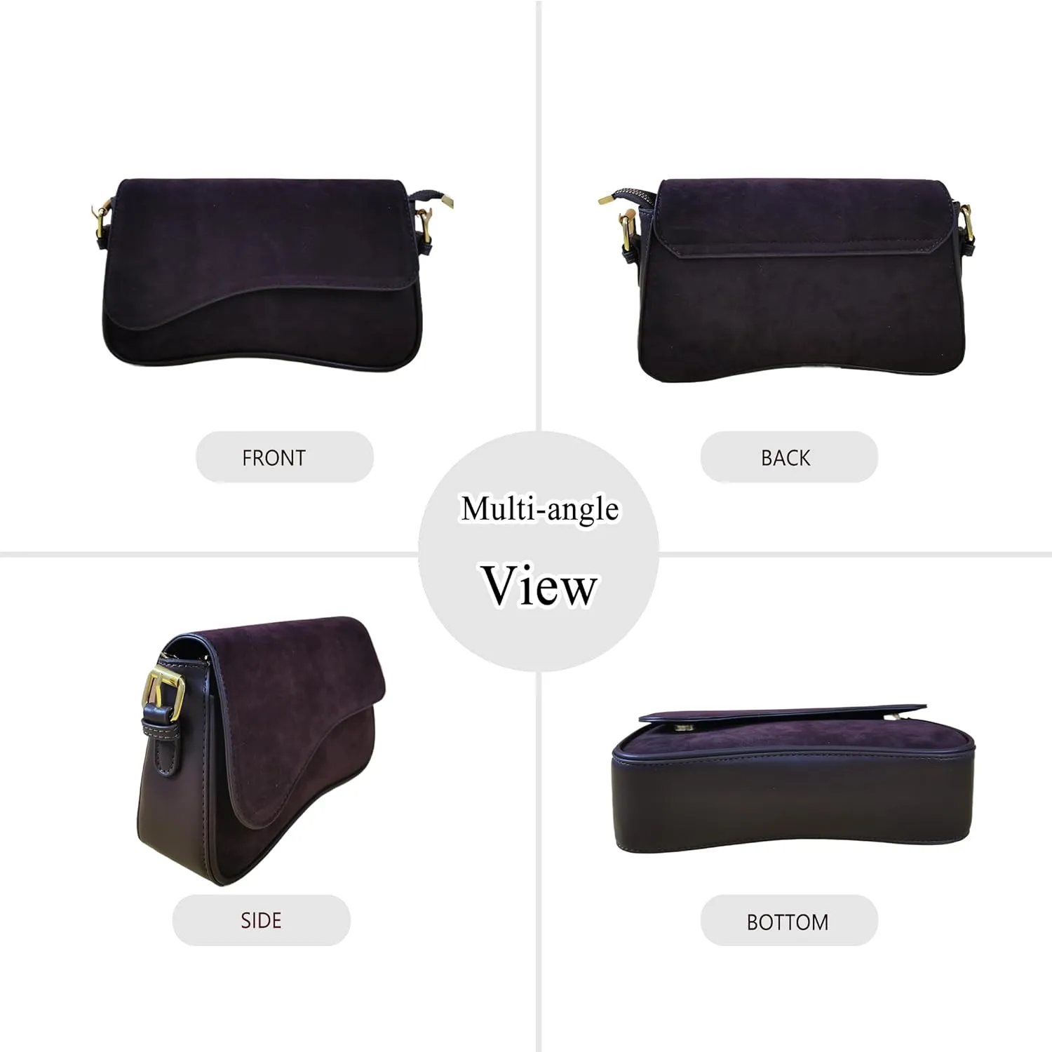 Womens Suede Flap Shoulder Bag Small Trendy Saddle Crossbody Purses