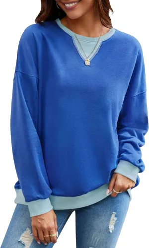 Women's Trendy Oversized Crewneck Sweatshirts Loose Fit Tops Pullover Shirts