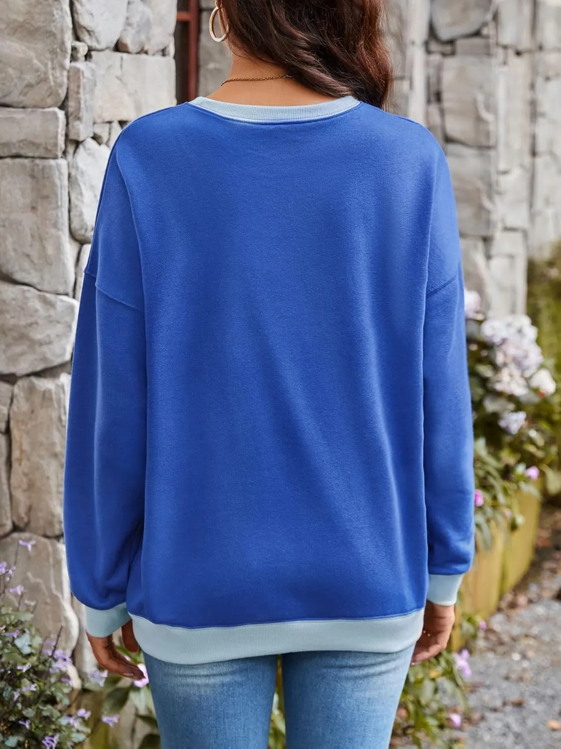 Women's Trendy Oversized Crewneck Sweatshirts Loose Fit Tops Pullover Shirts