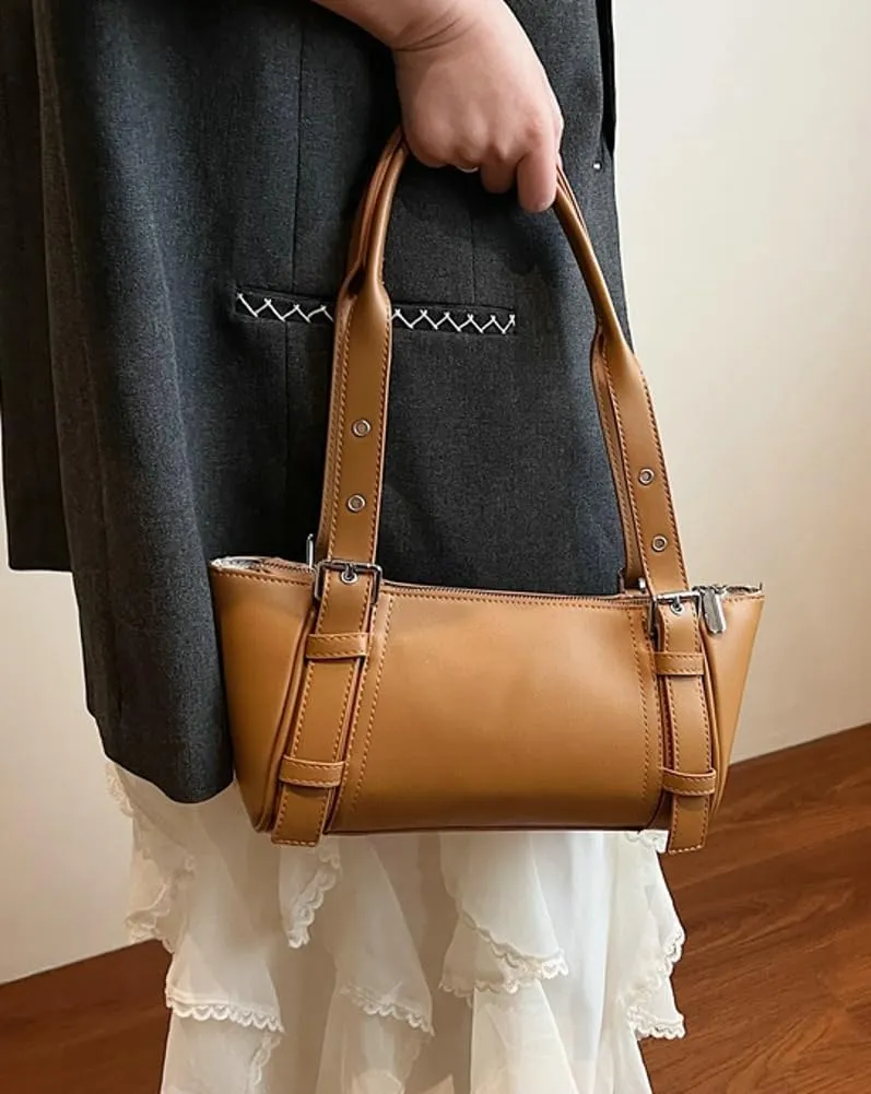 Women's Vegan Shoulder Bag Y2K Fashion Underarm Purse Buckle Belt Satchel Tote Top Handle Crossbody Bag 2025
