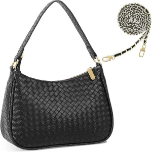 Women's Woven Crescent Shoulder Bags Retro 90s Hobo Handbags Top Handle Underarm Bag Clutch Purses