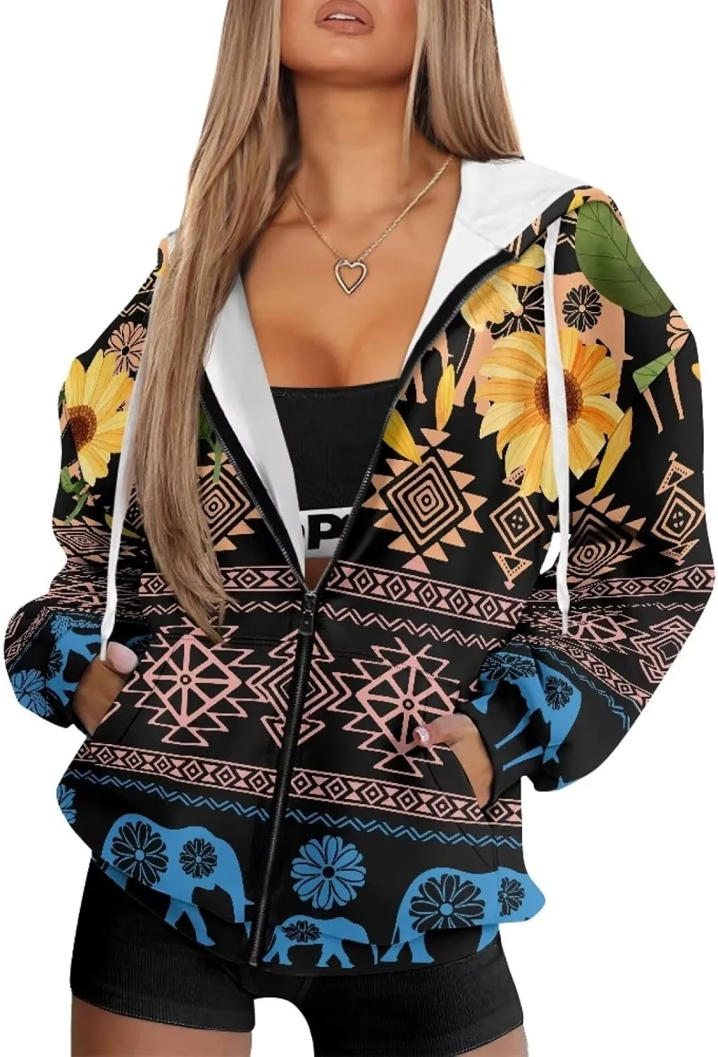 Women's Zip Up Hoodie Trendy Thermal Long Sleeve Shirts for Women