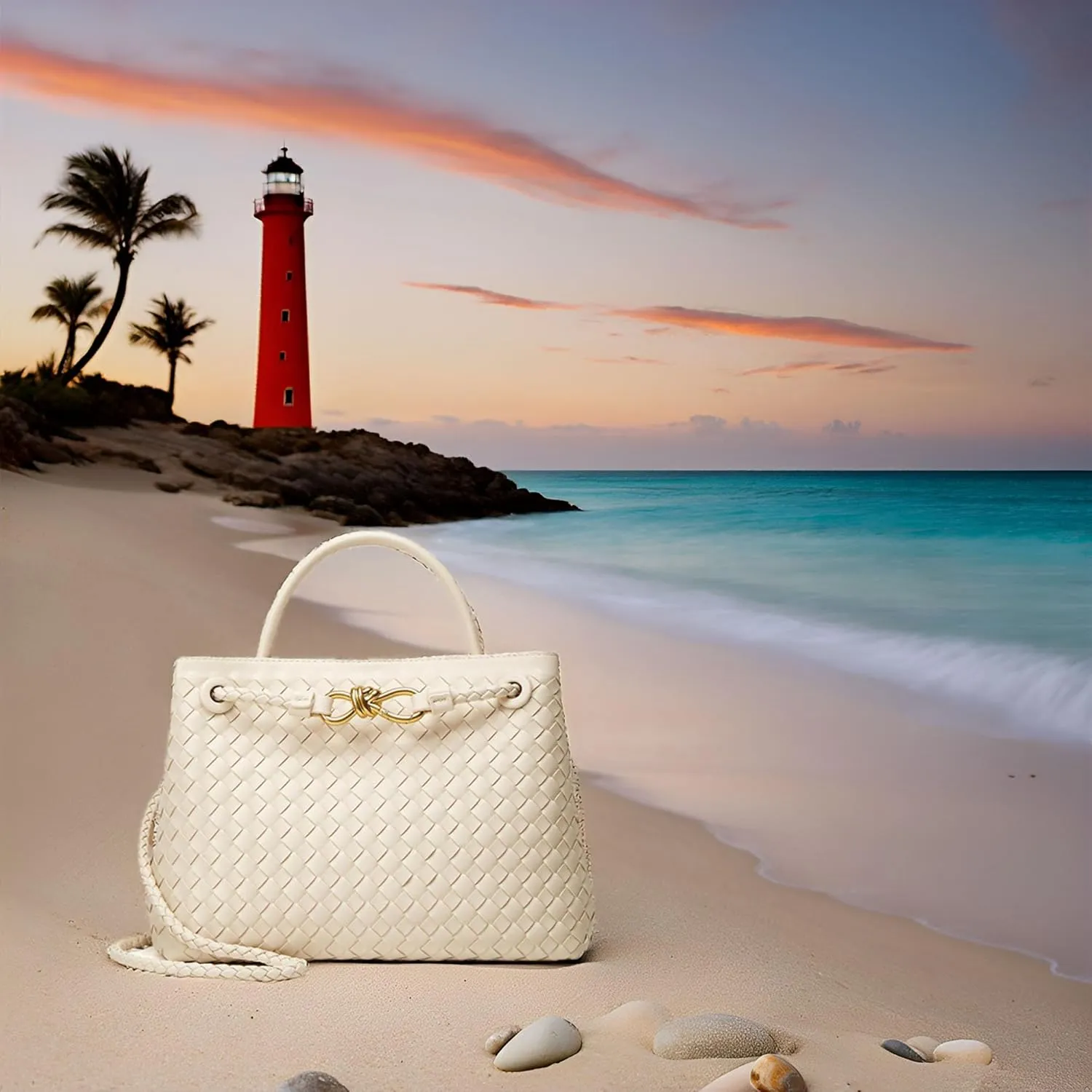 Woven Tote Bag Womens Purse: Vegan Leather Shoulder Handbags - Fashion Summer Beach Tote Bags - Large Travel Totes