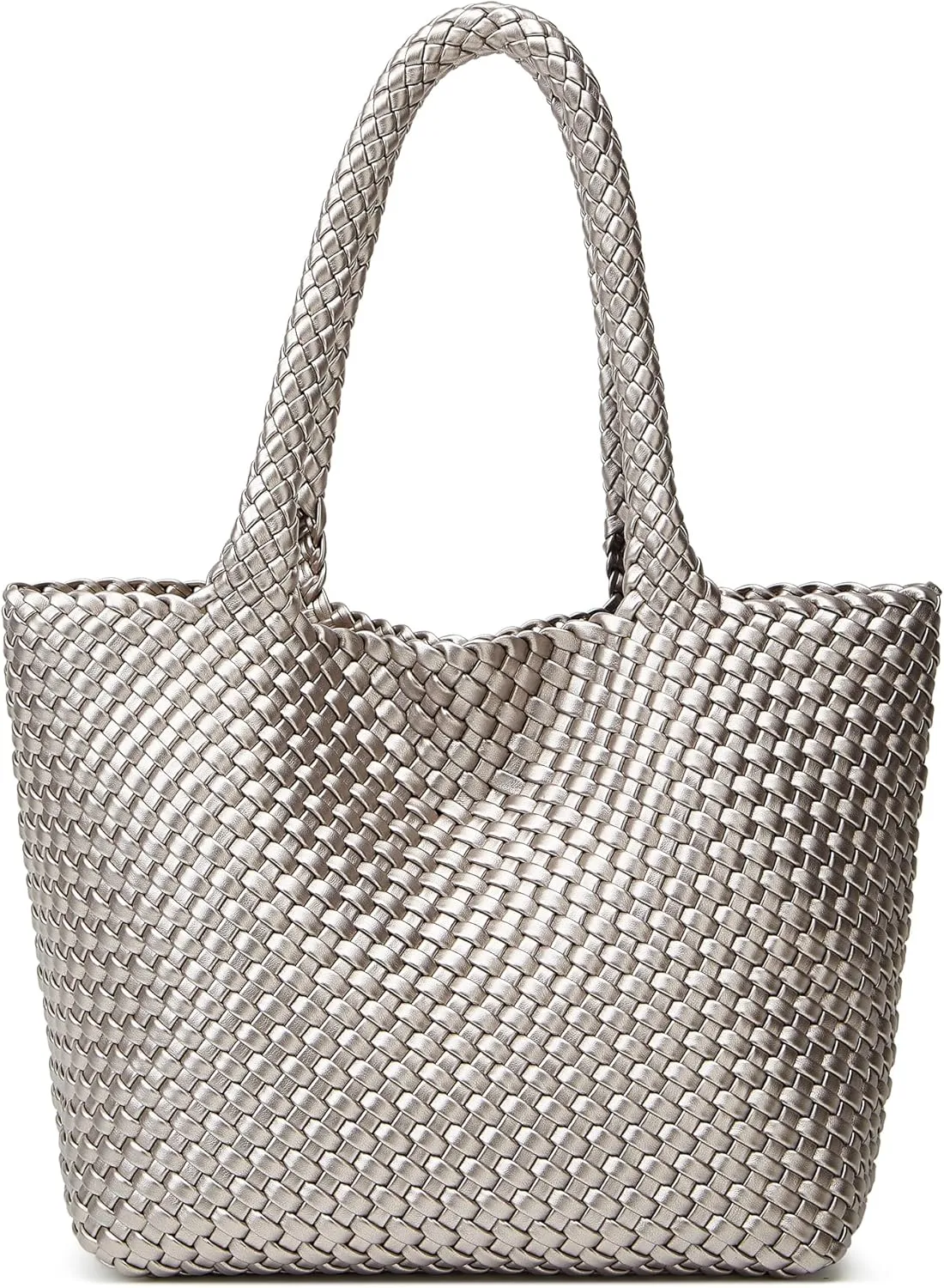 Woven Tote Bag Womens Purse: Vegan Leather Shoulder Handbags - Fashion Summer Beach Tote Bags - Large Travel Totes
