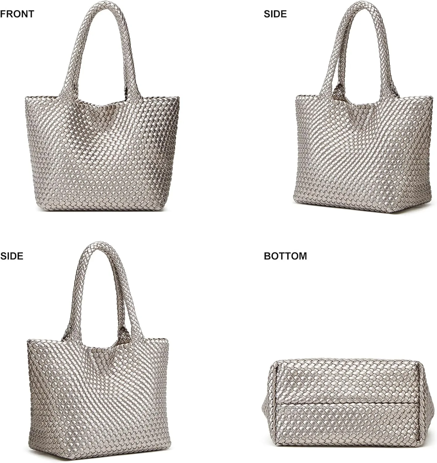 Woven Tote Bag Womens Purse: Vegan Leather Shoulder Handbags - Fashion Summer Beach Tote Bags - Large Travel Totes