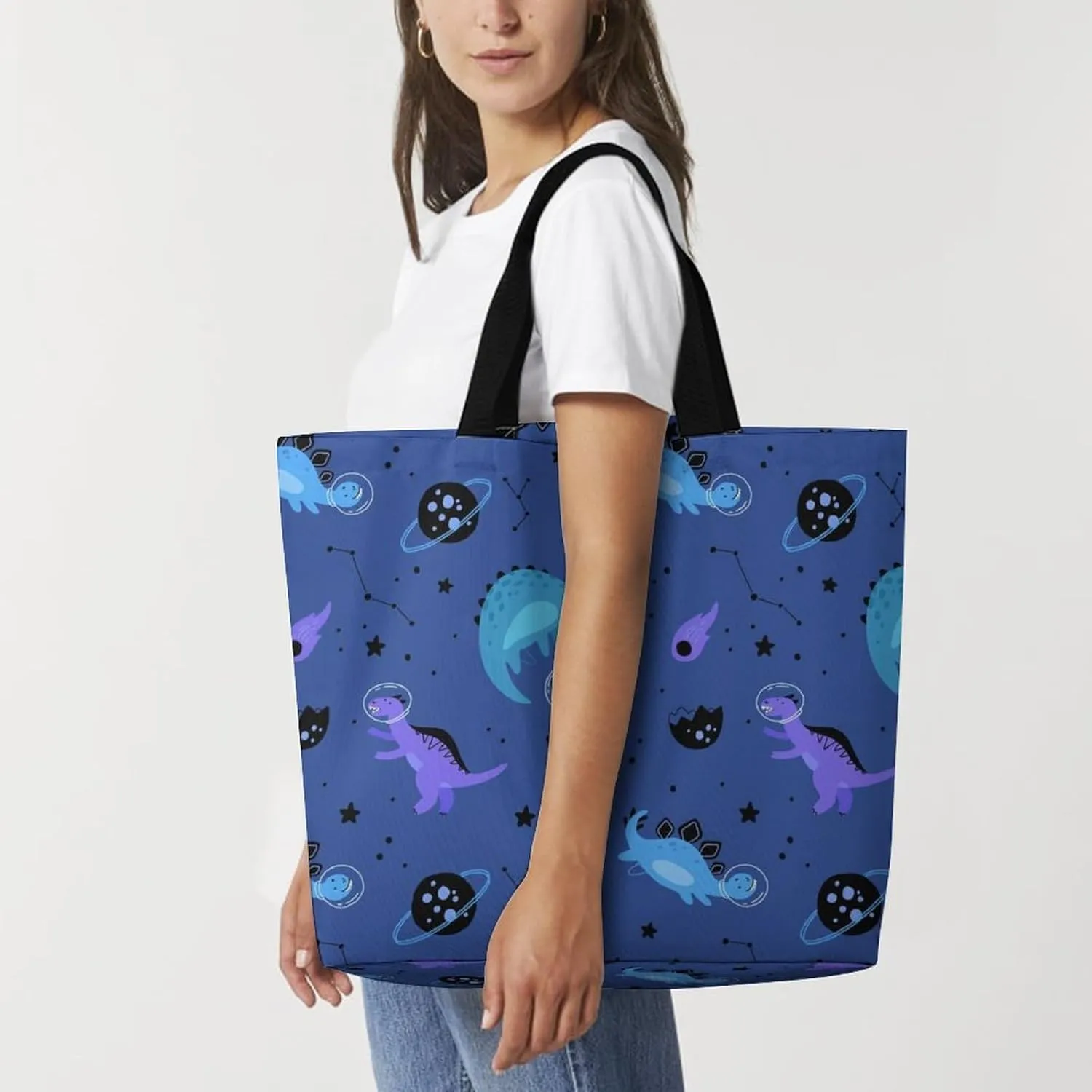 Wow-cool Women's Tote Bag Built-In Pockets Single Shoulder Tote Bag Interior Spacious Travel Shopping Bag