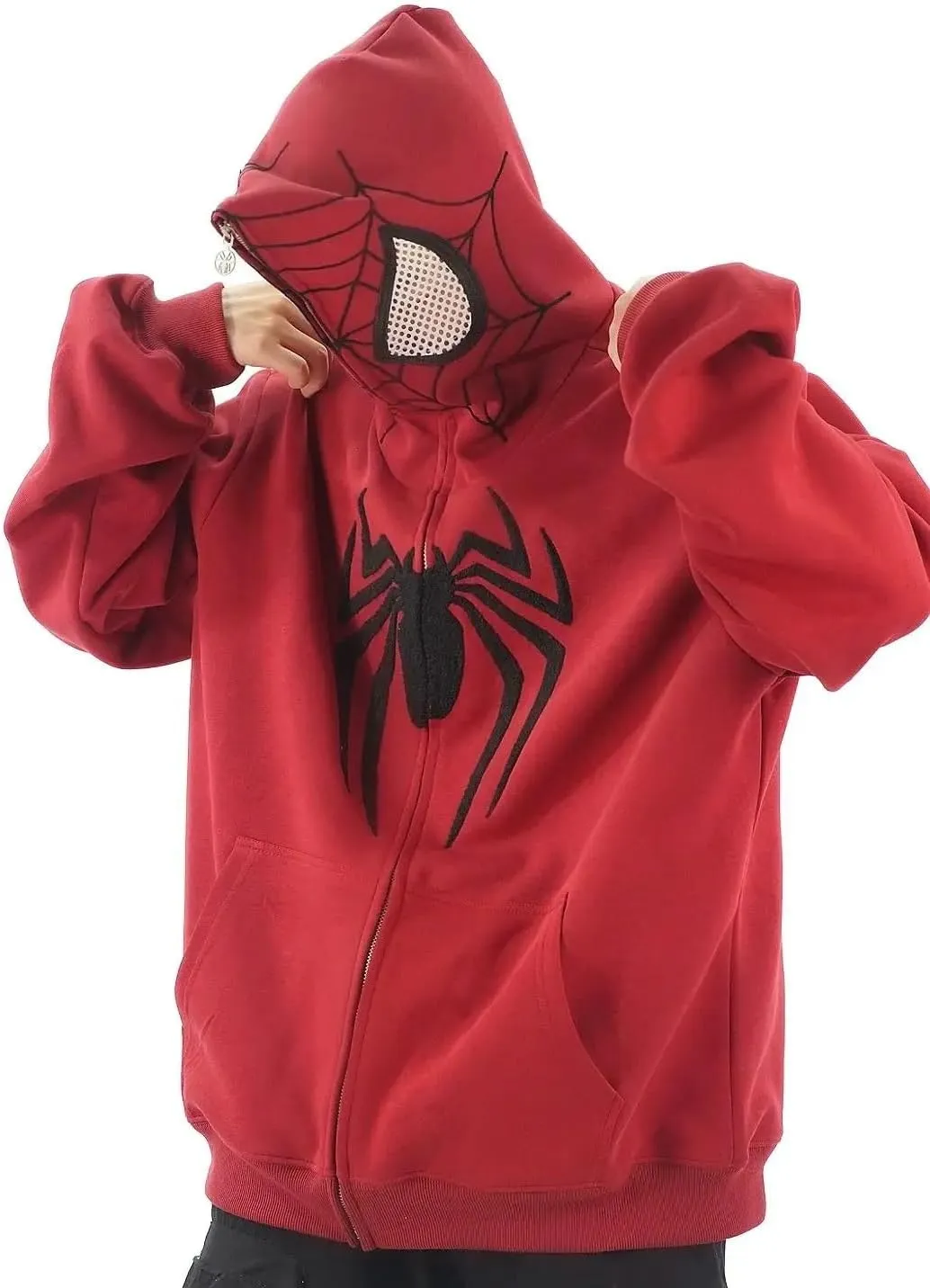 Y2K Hip Hop Spider Hoodie for Women Men Graphic Full Zip up Hoodies Oversized Kawaii Hoodies Spider Jacket