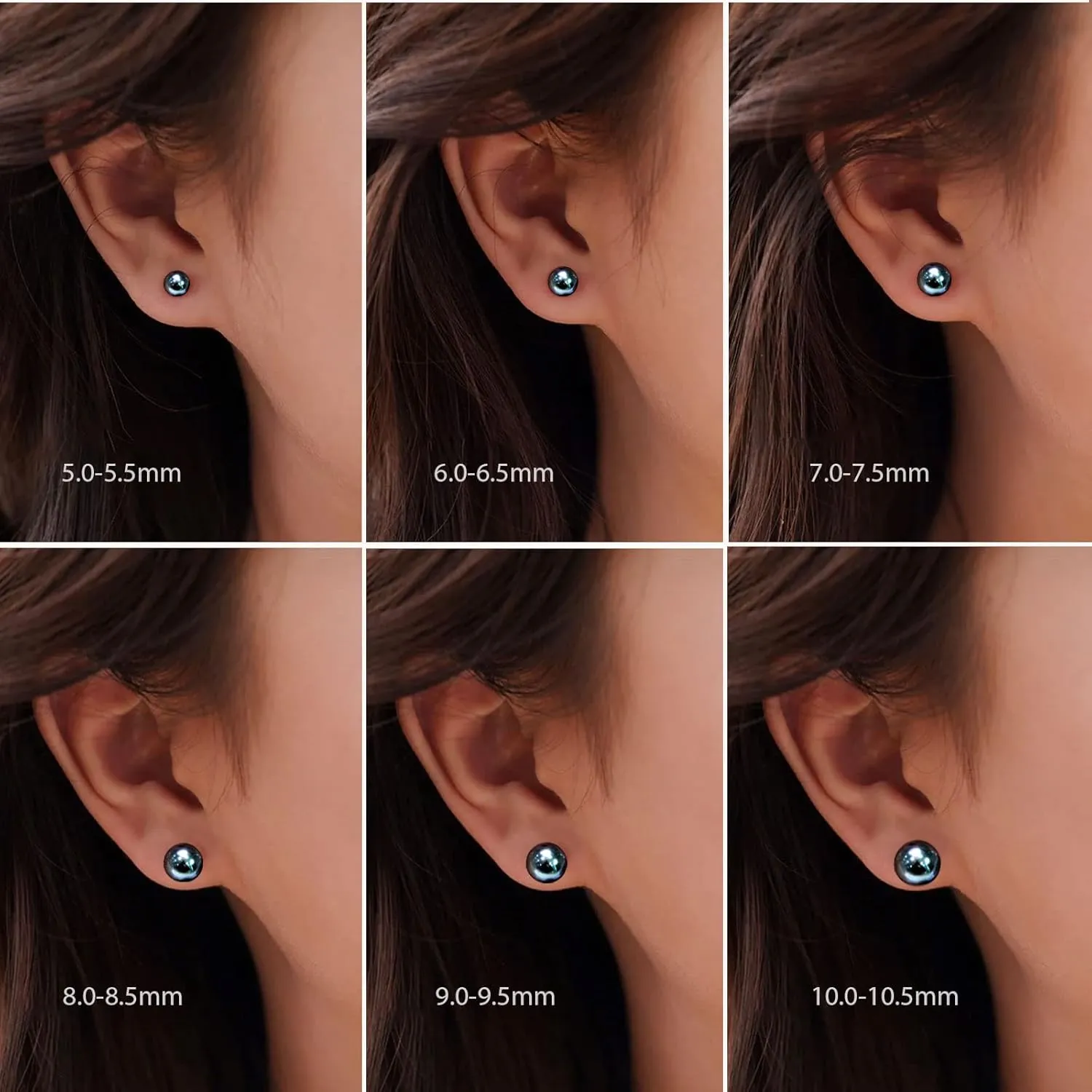 YAMI Pearl Earrings for Women, 925 Sterling Silver Hypoallergenic Stud, Saltwater Cultured Black Pearl, Classic & Elegant Jewelry Gfits for Her, 8-8.5MM