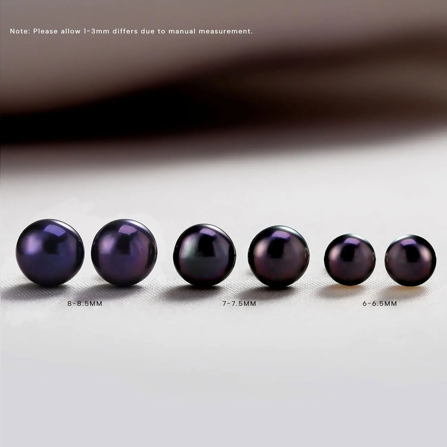 YAMI Pearl Earrings for Women, 925 Sterling Silver Hypoallergenic Stud, Saltwater Cultured Black Pearl in Hamburger Shape, Classic & Elegant Jewelry Gifts for Her, 6-6.5mm