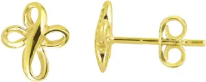 Yellow Gold Polished Sterling Silver Celtic Knot Cross Stud Earrings for Women | 8x9mm Cross Stud Earrings | Secure Friction Back Closure | 14k Plated Shiny Classic Earrings