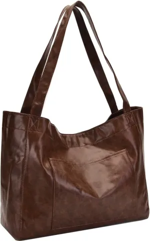 ZiMing Large Tote Bags Oversize Shoulder Bags Oil Wax Leather Handbags for Women Vintage Laptop Totes Weekender Bags